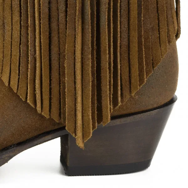 Women's Cowboy Boots or Ankle Boots Handmade Suede with Fringes Brown 2374 Texanas