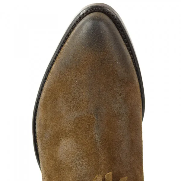 Women's Cowboy Boots or Ankle Boots Handmade Suede with Fringes Brown 2374 Texanas