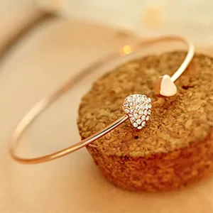 Women's Crystal Double Heart Cuff Bracelet