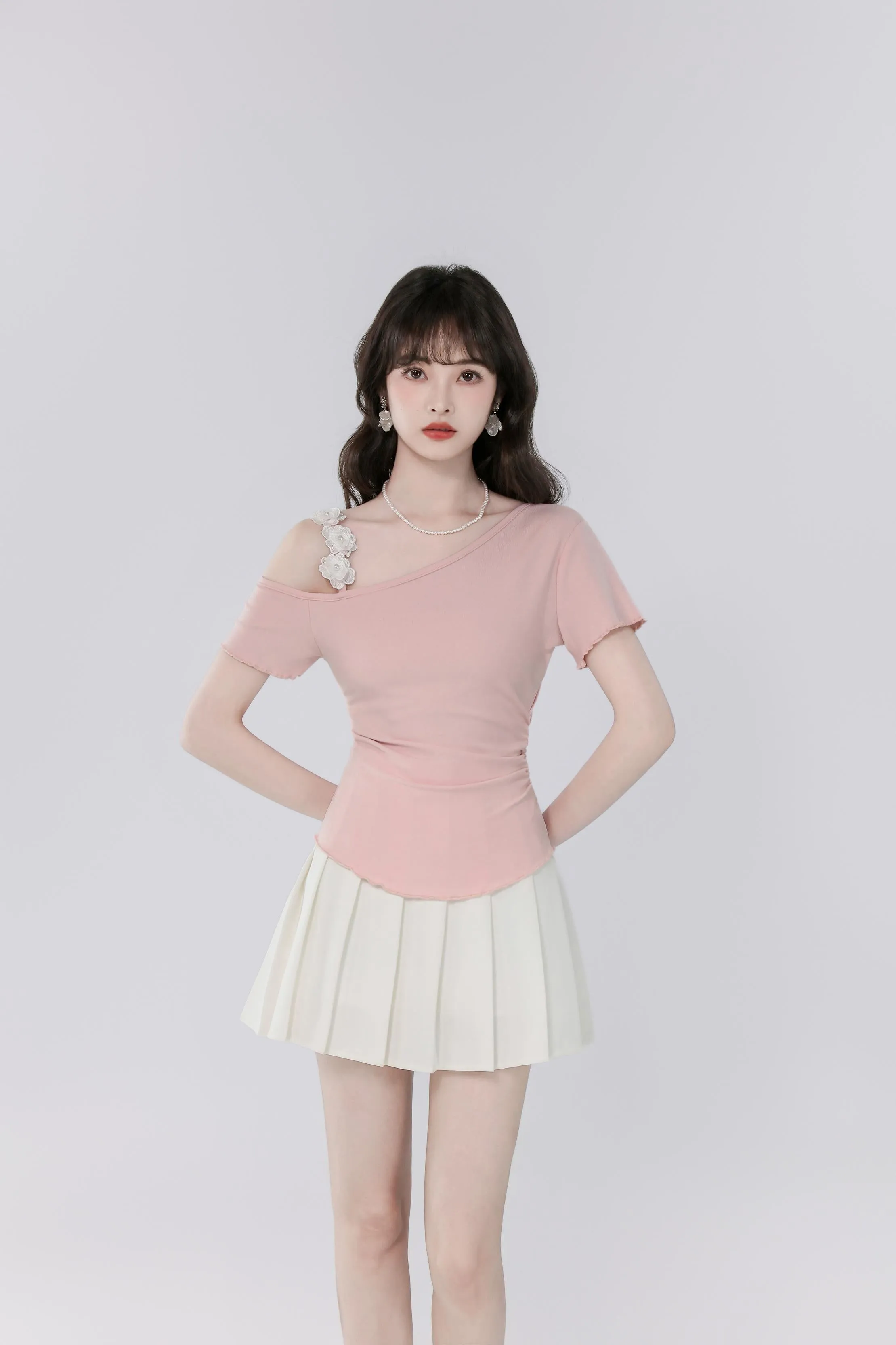 Women's Cute Fallen Shoulder T-Shirt with Flattering Fit