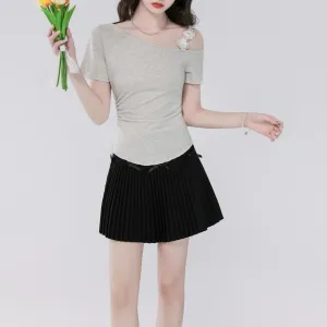 Women's Cute Fallen Shoulder T-Shirt with Flattering Fit