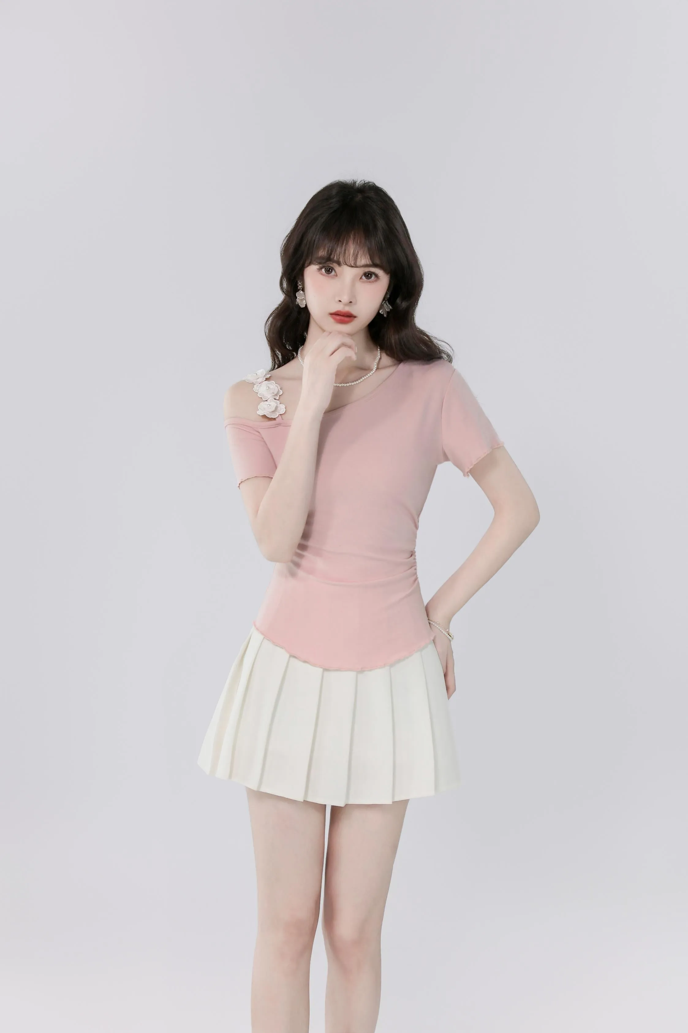 Women's Cute Fallen Shoulder T-Shirt with Flattering Fit