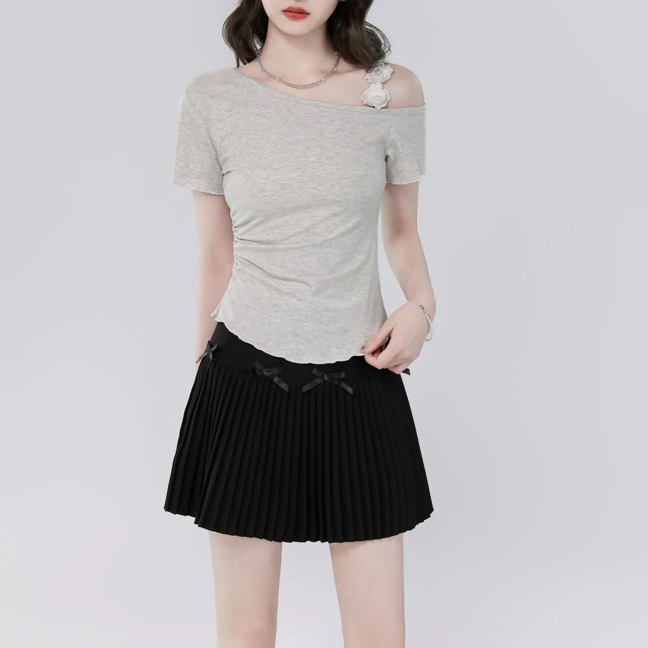 Women's Cute Fallen Shoulder T-Shirt with Flattering Fit