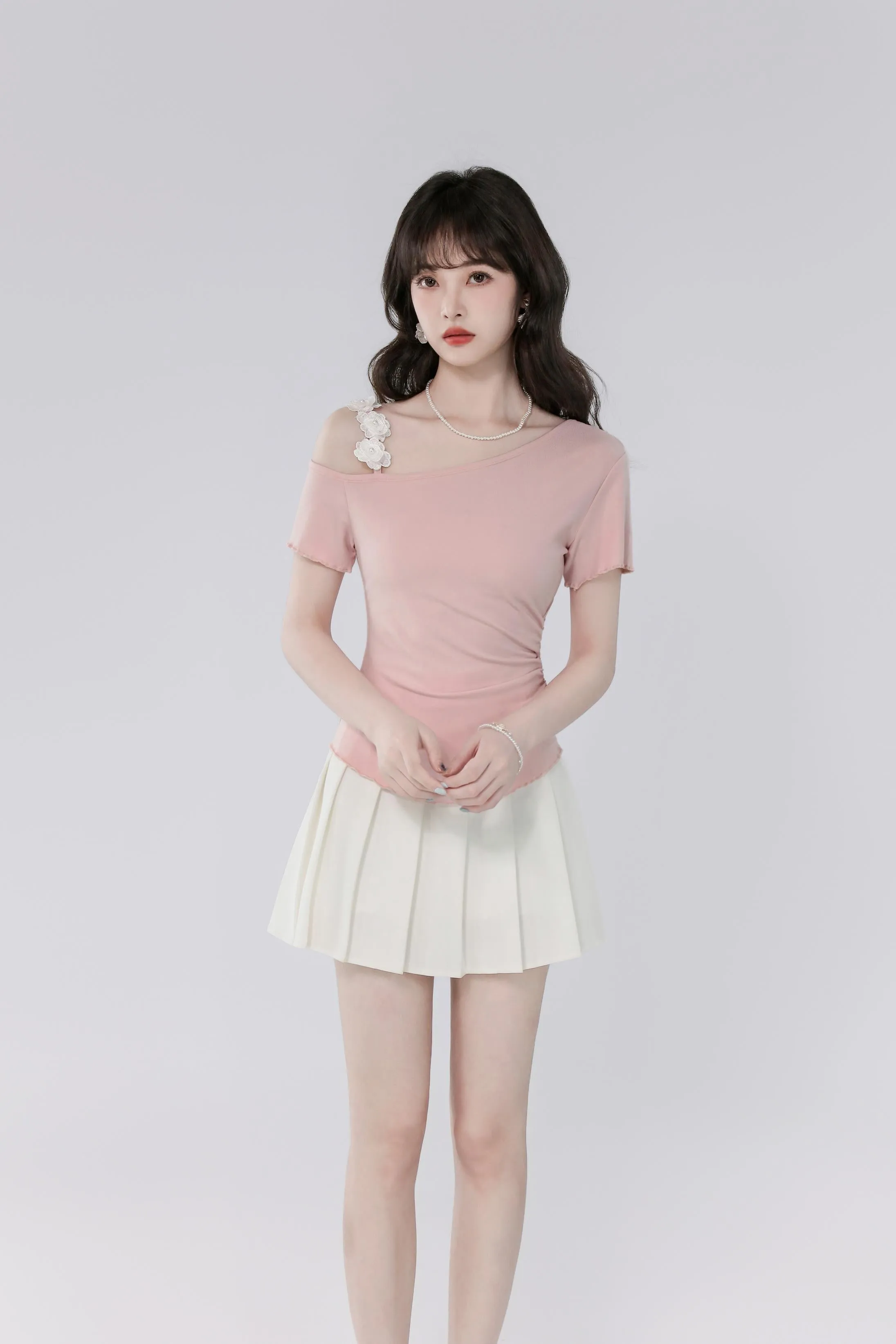 Women's Cute Fallen Shoulder T-Shirt with Flattering Fit