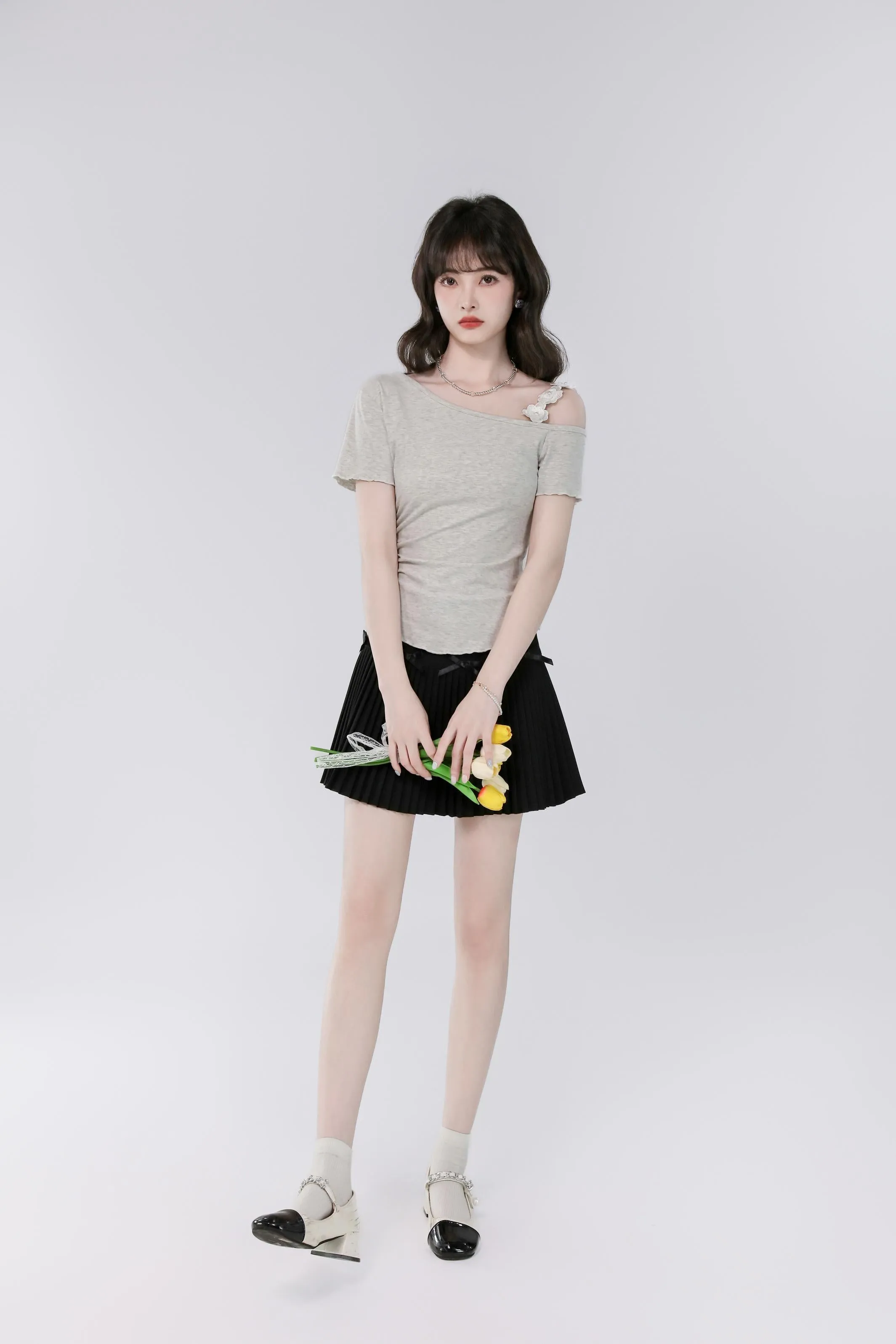 Women's Cute Fallen Shoulder T-Shirt with Flattering Fit