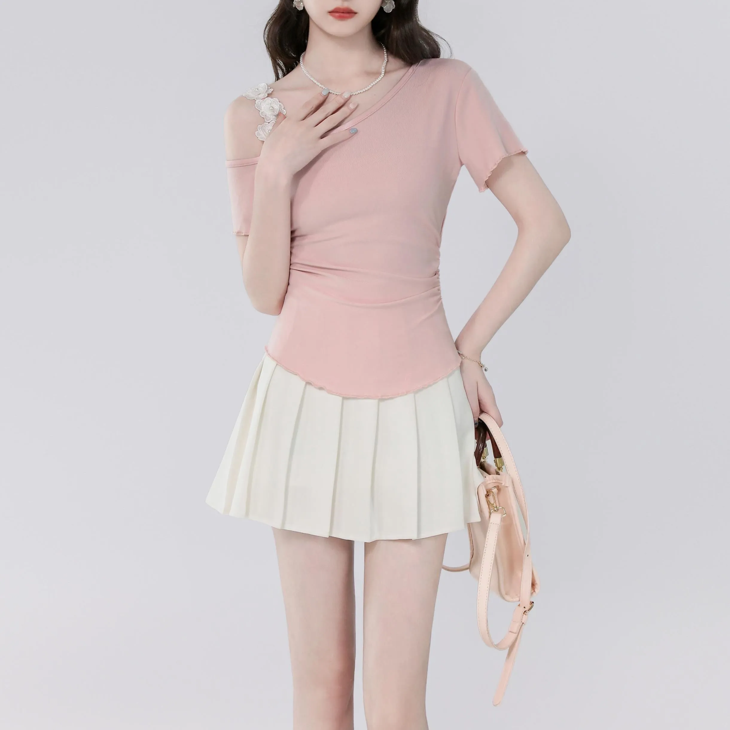 Women's Cute Fallen Shoulder T-Shirt with Flattering Fit