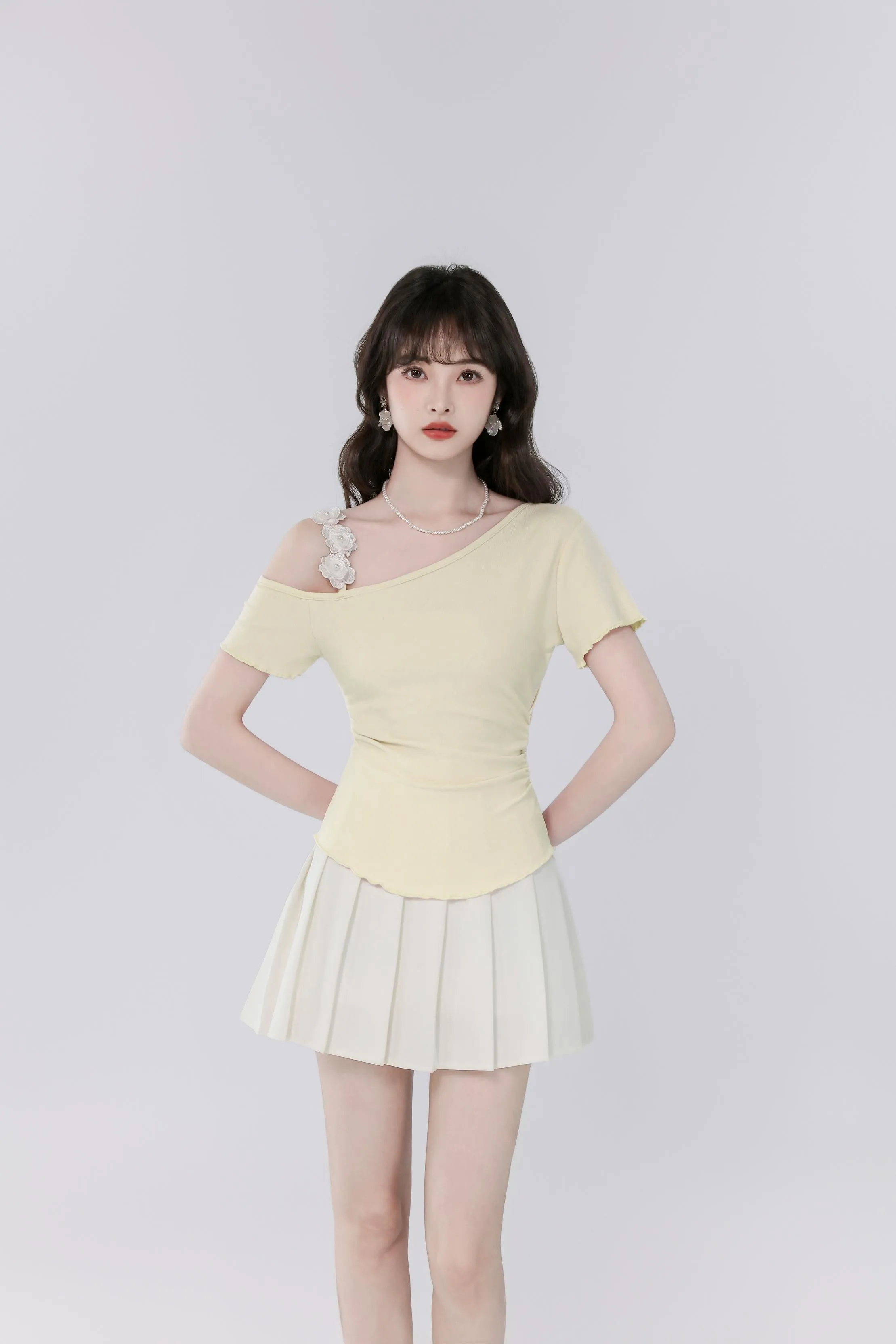 Women's Cute Fallen Shoulder T-Shirt with Flattering Fit