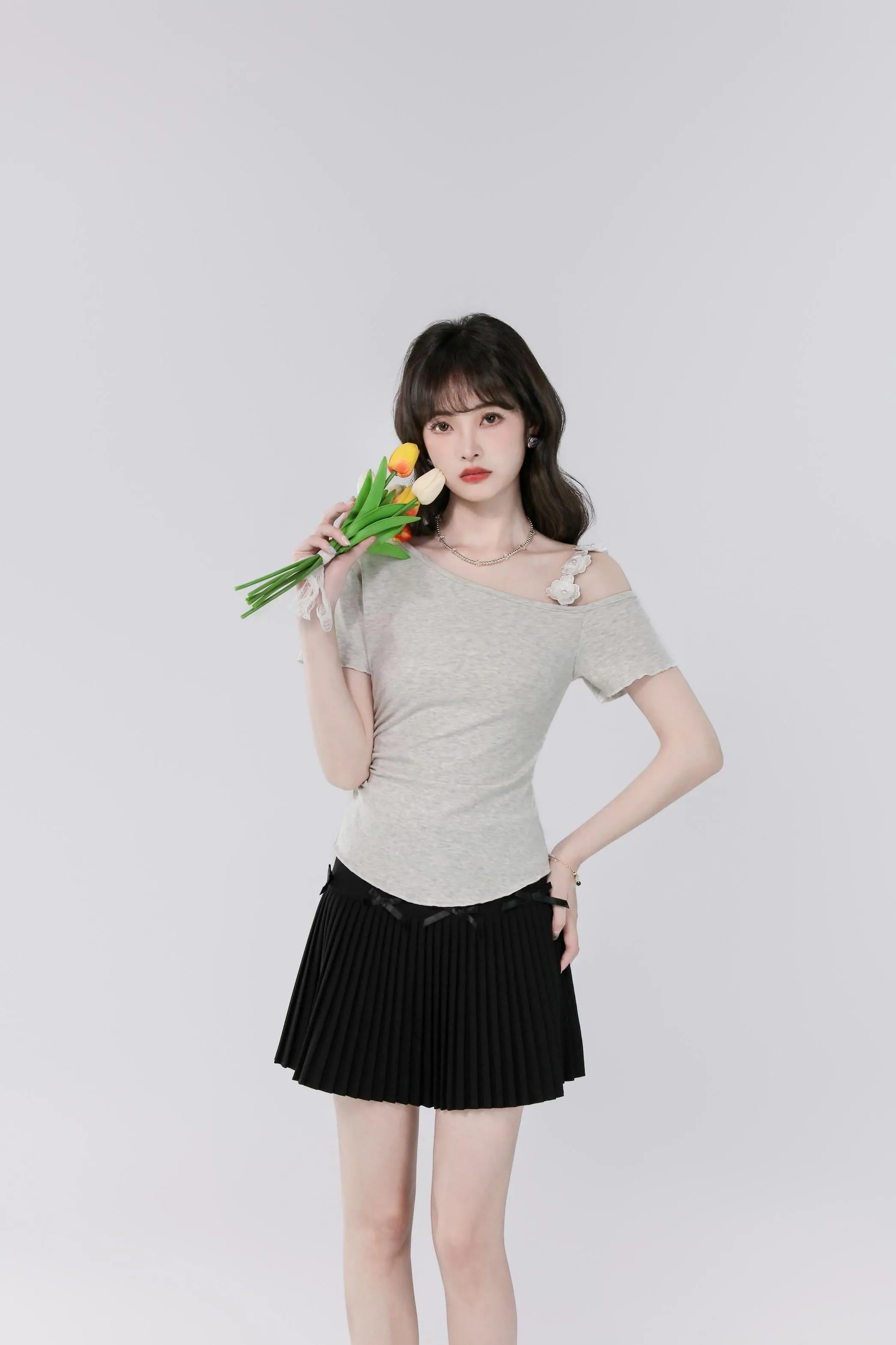 Women's Cute Fallen Shoulder T-Shirt with Flattering Fit