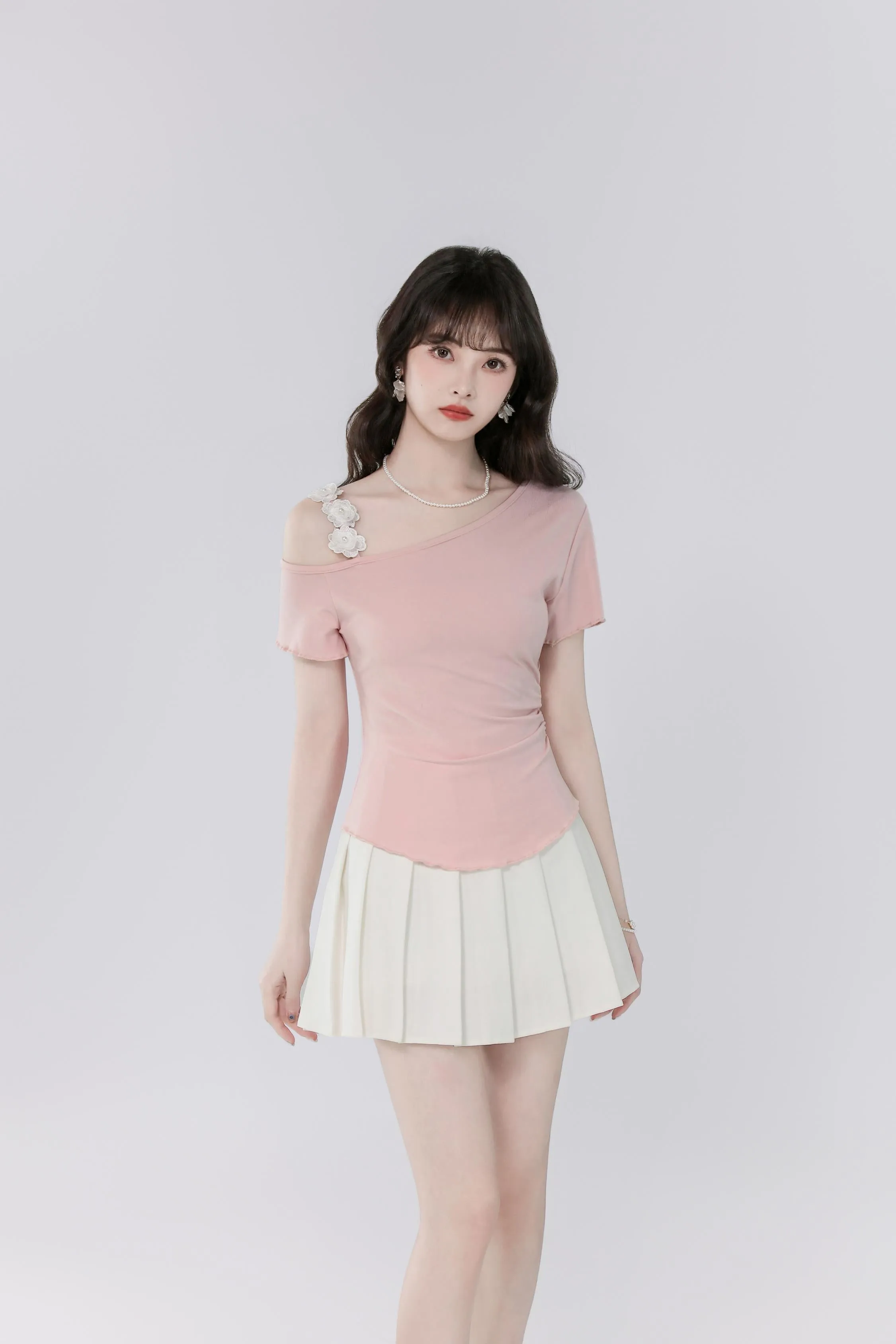 Women's Cute Fallen Shoulder T-Shirt with Flattering Fit