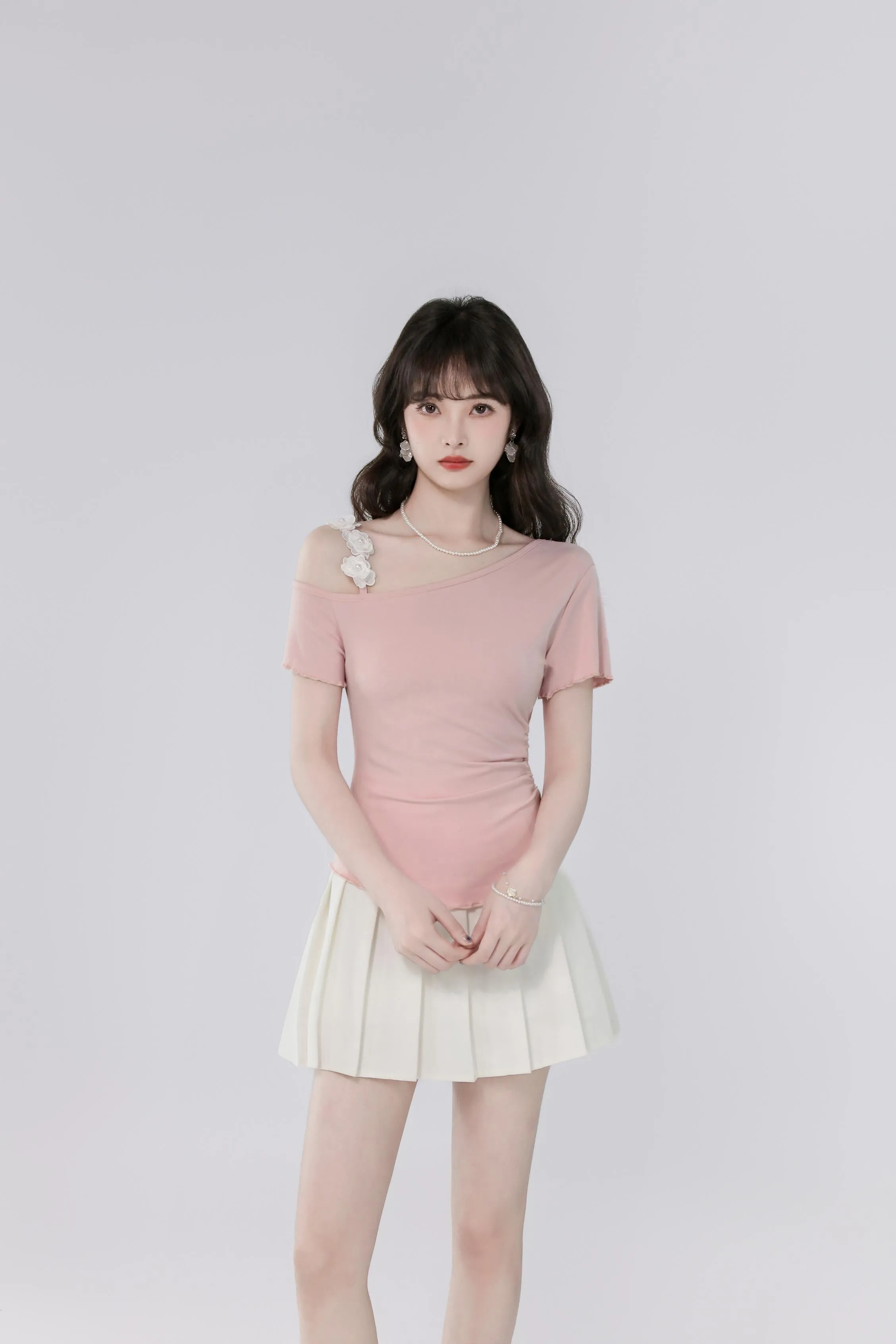 Women's Cute Fallen Shoulder T-Shirt with Flattering Fit