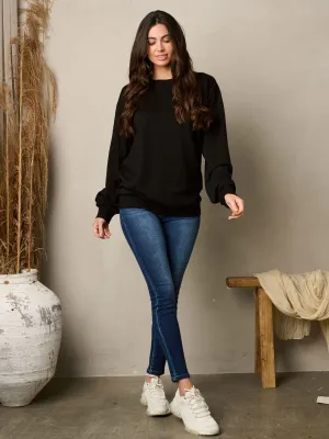 WOMEN'S LONG SLEEVE SOLID PULLOVER SWEATER
