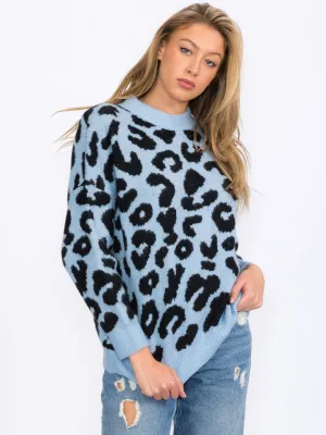 WOMEN'S LONG SLEEVES PULLOVER COLORBLOCK ANIMAL PRINT SWEATER