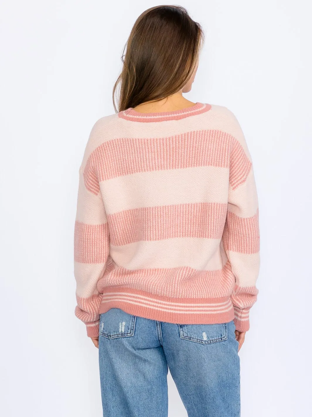 WOMEN'S LONG SLEEVES PULLOVER COLORBLOCK STRIPES SWEATER