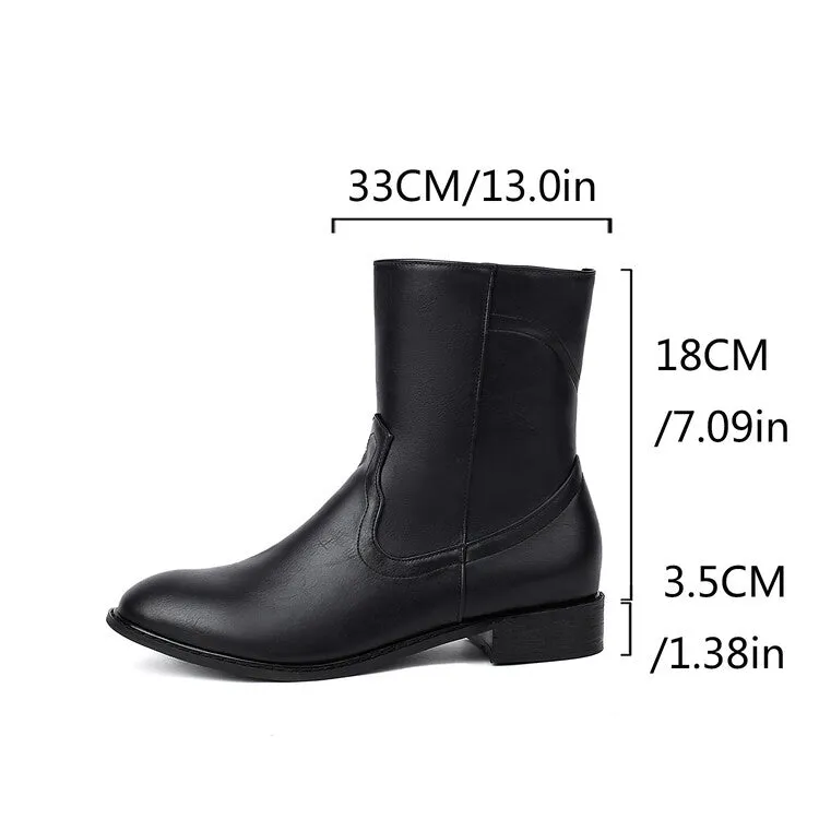 Women's Round Toe Block Heel Short Boots