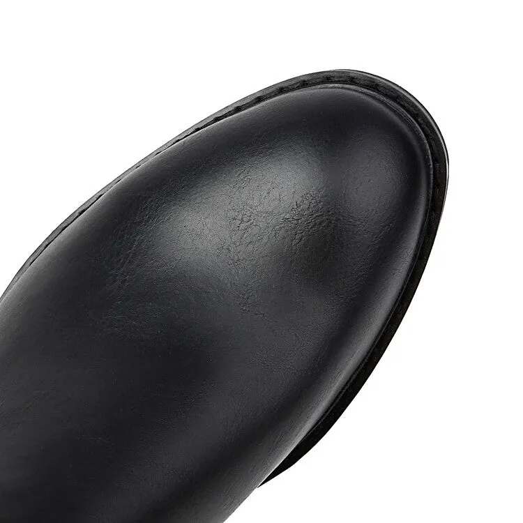 Women's Round Toe Block Heel Short Boots