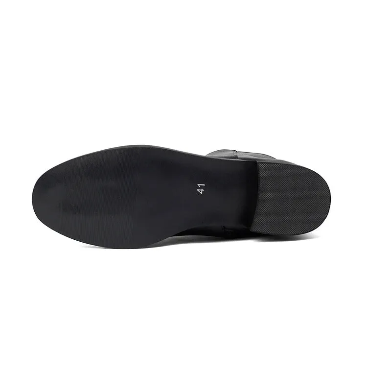 Women's Round Toe Block Heel Short Boots