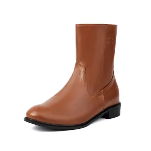 Women's Round Toe Block Heel Short Boots