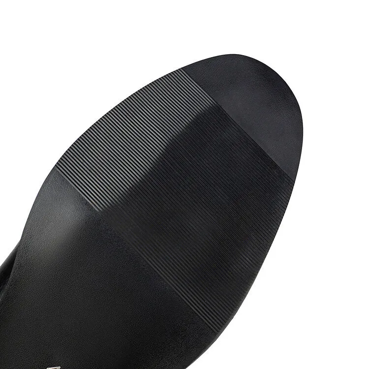 Women's Round Toe Block Heel Short Boots