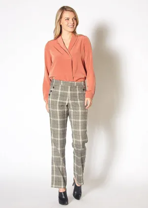 Women's Suiting Straight Pants in Mocha Plaid