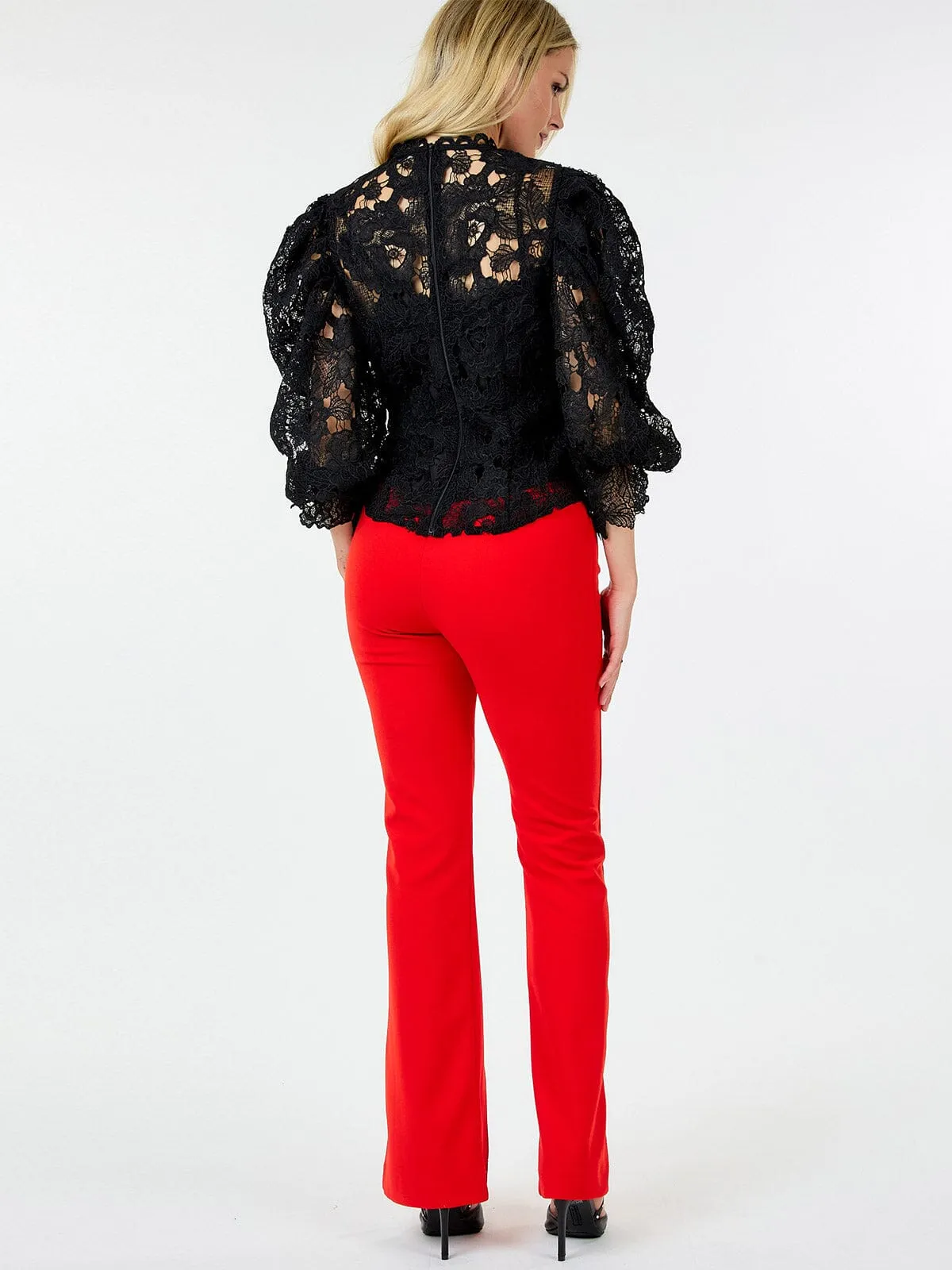 WOMEN'S ZIP UP FRONT SLIT WIDE LEG PANTS