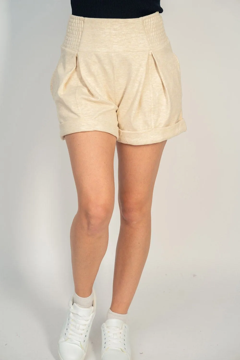 World's Softest Shorts in Pleated Butter Oatmeal