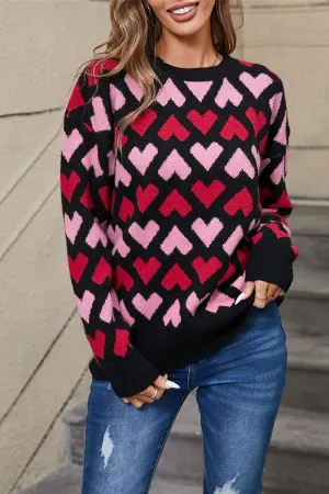 WT3082 Hearts Pullover Sweater Outerwear