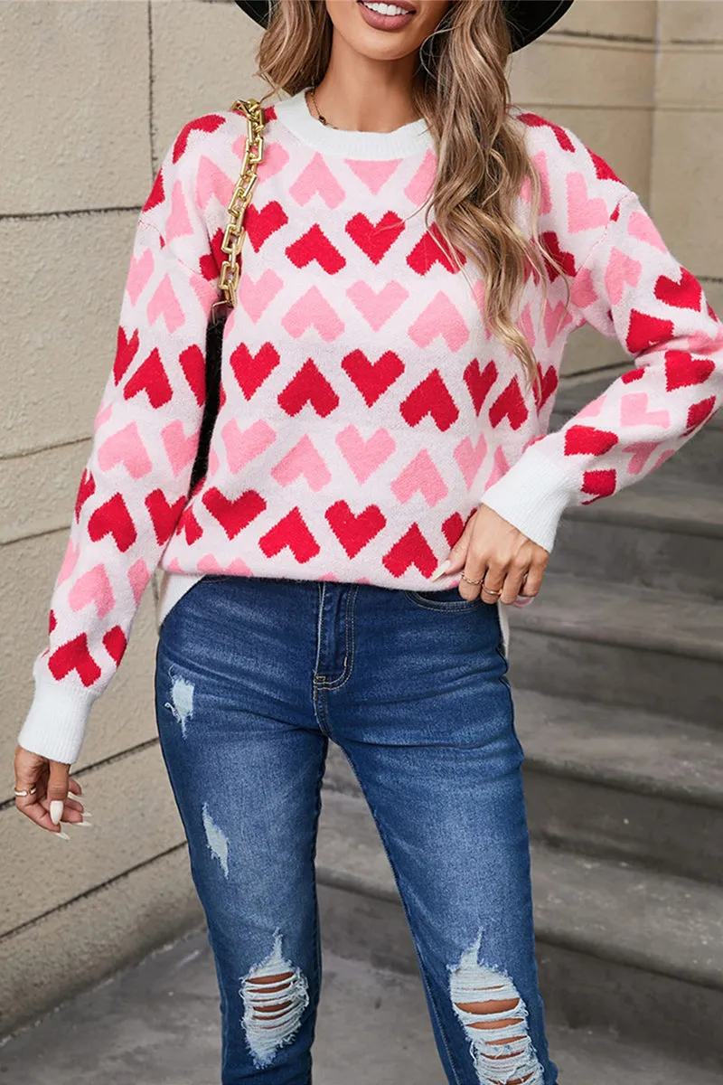 WT3082 Hearts Pullover Sweater Outerwear