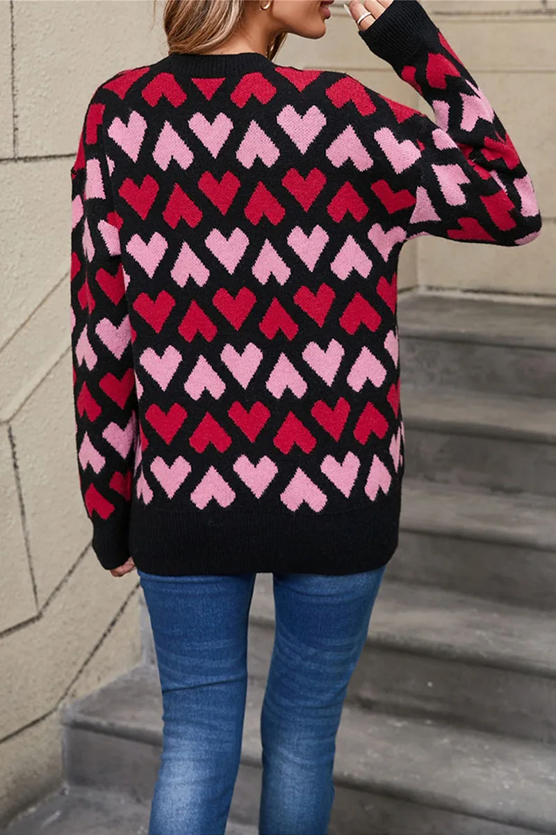 WT3082 Hearts Pullover Sweater Outerwear