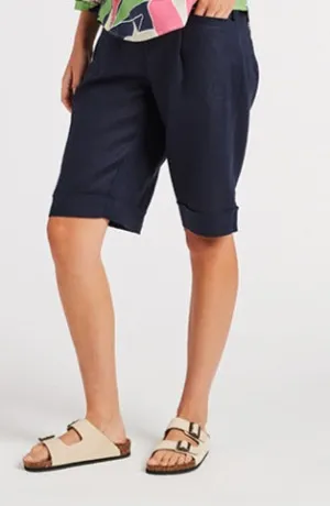 Yarra Trail navy linen shorts