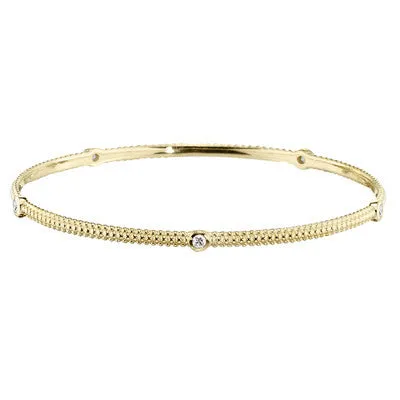 Yellow Gold Stackable Diamond Bracelet Bangle