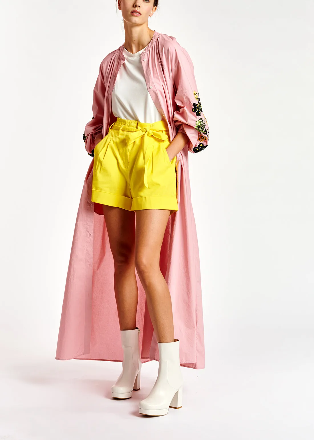 Yellow high-waisted shorts