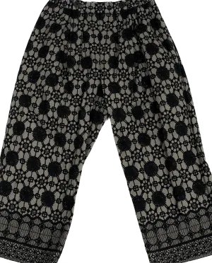 Yohji Yamamoto Japan. Y's for Living. Grey/Black Printed Lace Pattern Cotton Wide Pants