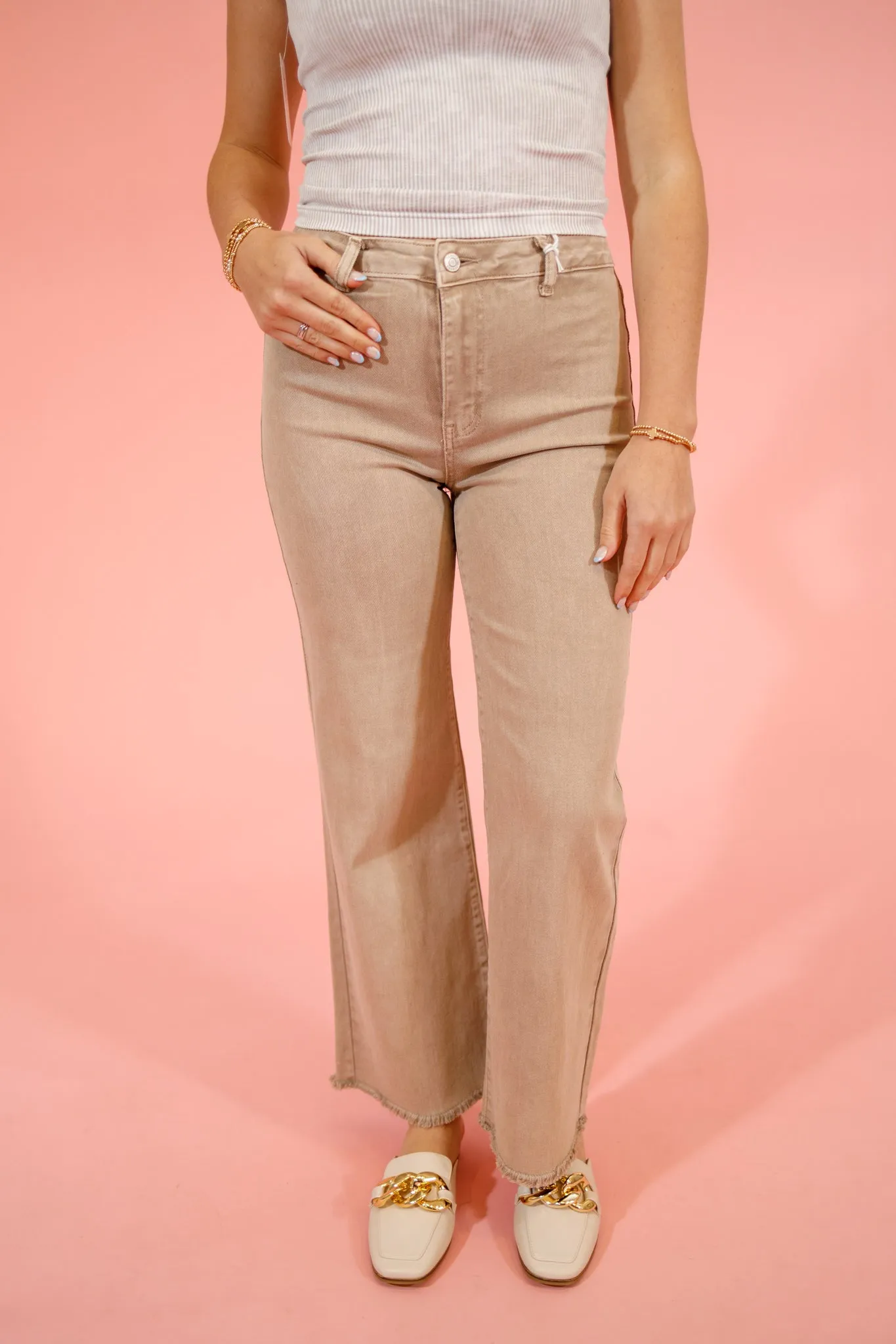 Z Ash Mocha Acid Wash Straight Leg Jeans