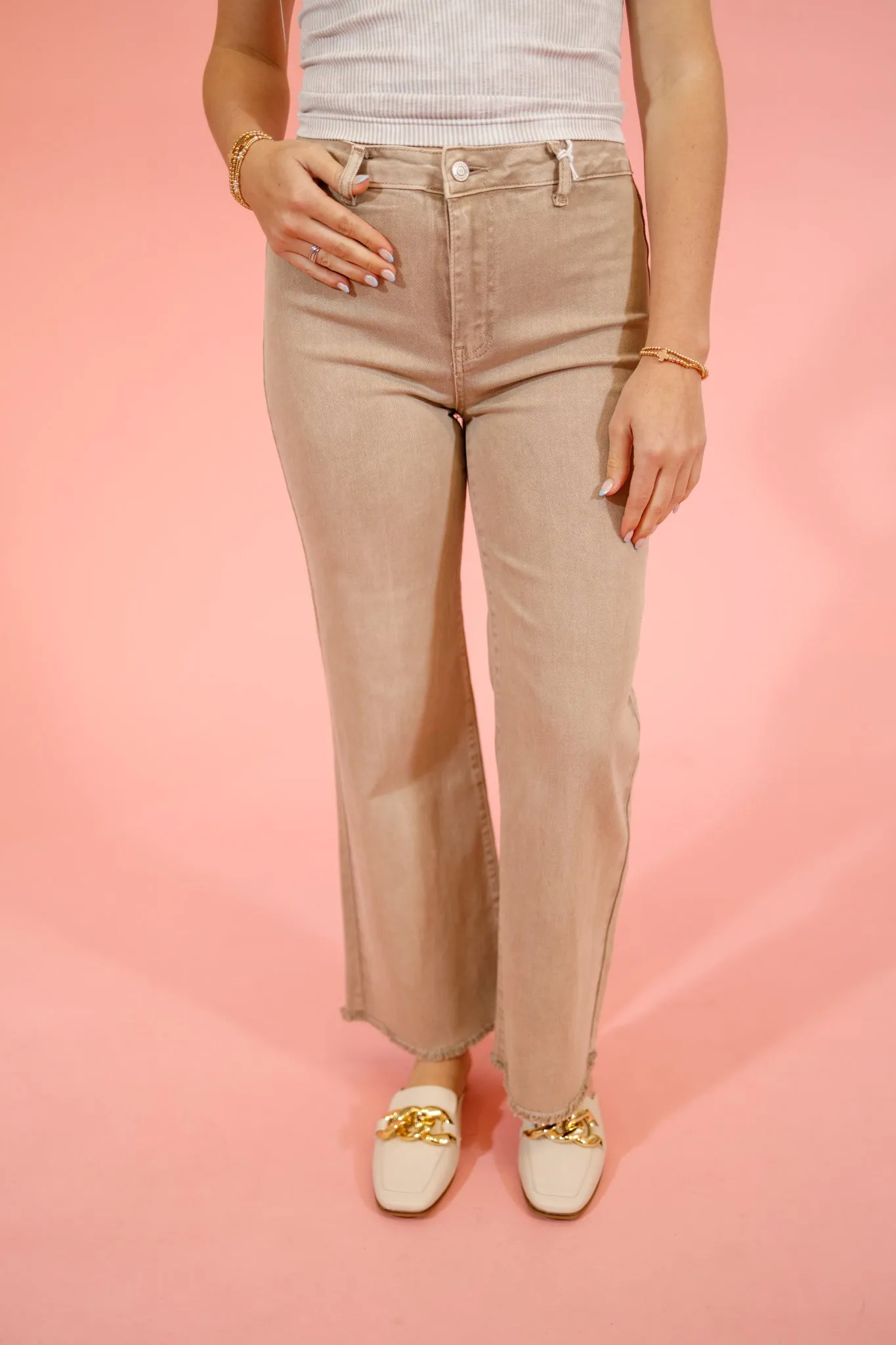 Z Ash Mocha Acid Wash Straight Leg Jeans