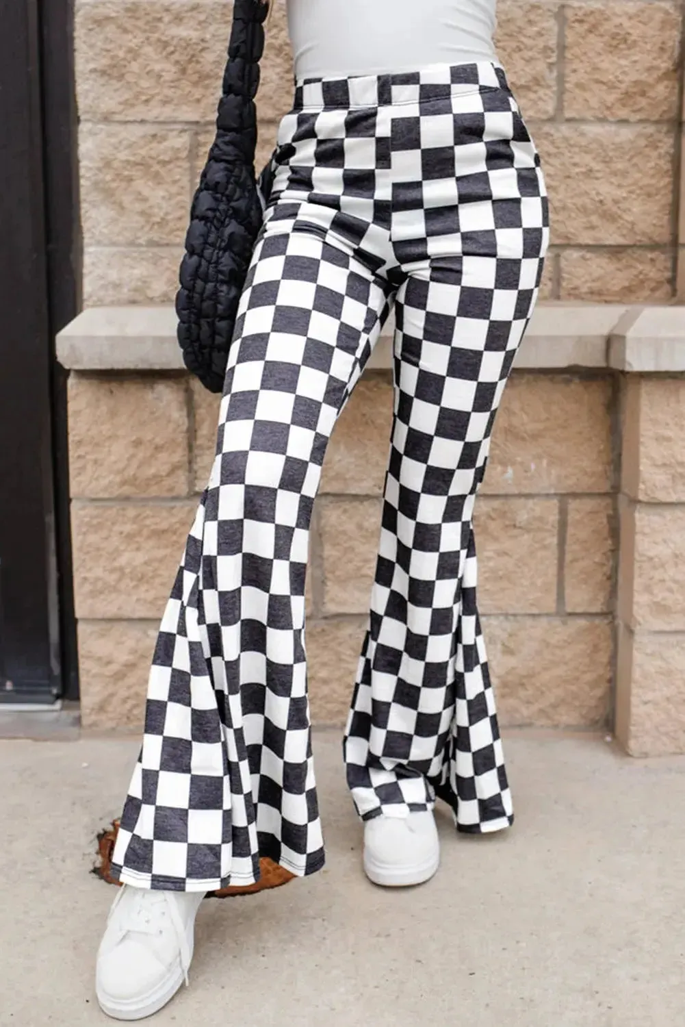 'Zella' Checkered Flare Pants