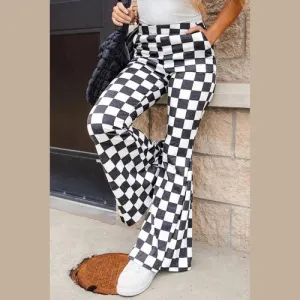 'Zella' Checkered Flare Pants
