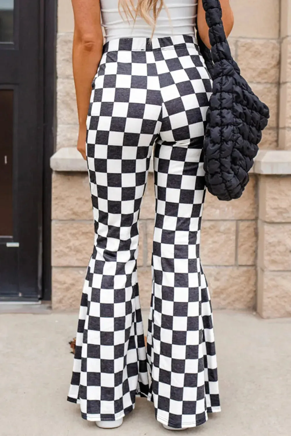 'Zella' Checkered Flare Pants
