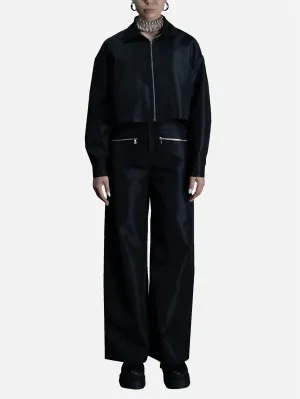 Zippered Straight Leg Pants - Black
