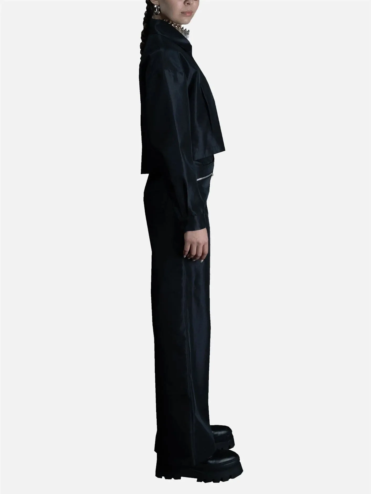 Zippered Straight Leg Pants - Black