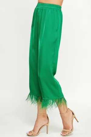 Zsa Zsa Feather Trim Pants ~ (Available in 2 Colors)
